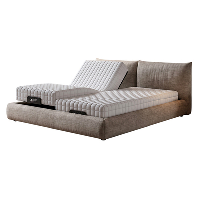 雪尼尔软包床夫妻互不打扰电动智能床现代简约轻奢主卧室布艺床