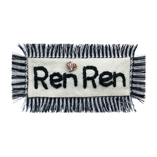 私人定制手工刺绣发饰 立自己的flag 做旧头饰私定英文名姓名发夹