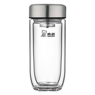 希诺双层玻璃杯加厚高档鹅蛋泡茶杯子男女士夏季便携水杯可定制