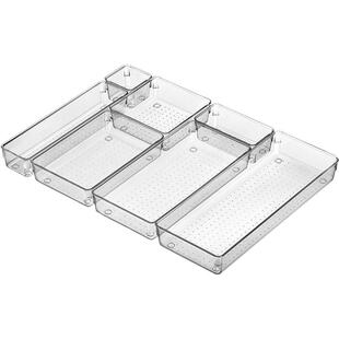 纳川抽屉收纳盒内置厨房分隔盒亚克力透明梳妆台化妆品分格整理盒