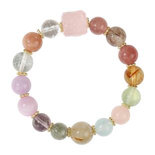 五台山九紫离火生生不息超七绿幽灵紫水晶手串海蓝宝水晶多宝手链