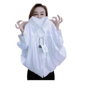 欧货重磅显瘦2026春夏秋季新款白色长袖衬衫百褶设计感百搭上衣女