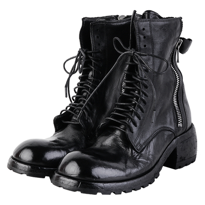 GLAS双侧拉链系带短靴马丁靴