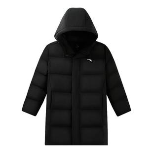 四防安踏儿童羽绒服男童中长款2025秋冬季新款加绒保暖加厚长外套