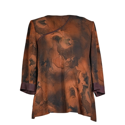 萧娘【韶辛】2025夏前喷印花珍珠缎香云纱桑蚕丝上衣中式1074