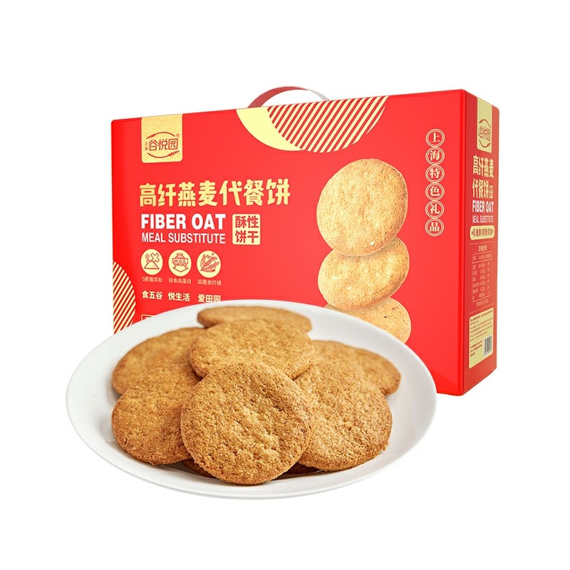 谷悦园高纤燕麦饼干无糖精营养