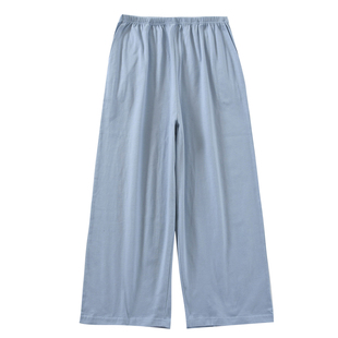 日系纯棉睡裤女夏薄款七分裤宽松休闲针织全棉家居裤7分中裤外穿