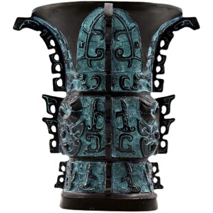 何尊青铜器纯铜新中国尊铜尊博古架办公室铜工艺品摆件送礼佳品