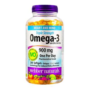 加拿大伟博WebberNaturals高浓度深海鱼油Omega3成人DHA+EPA200粒
