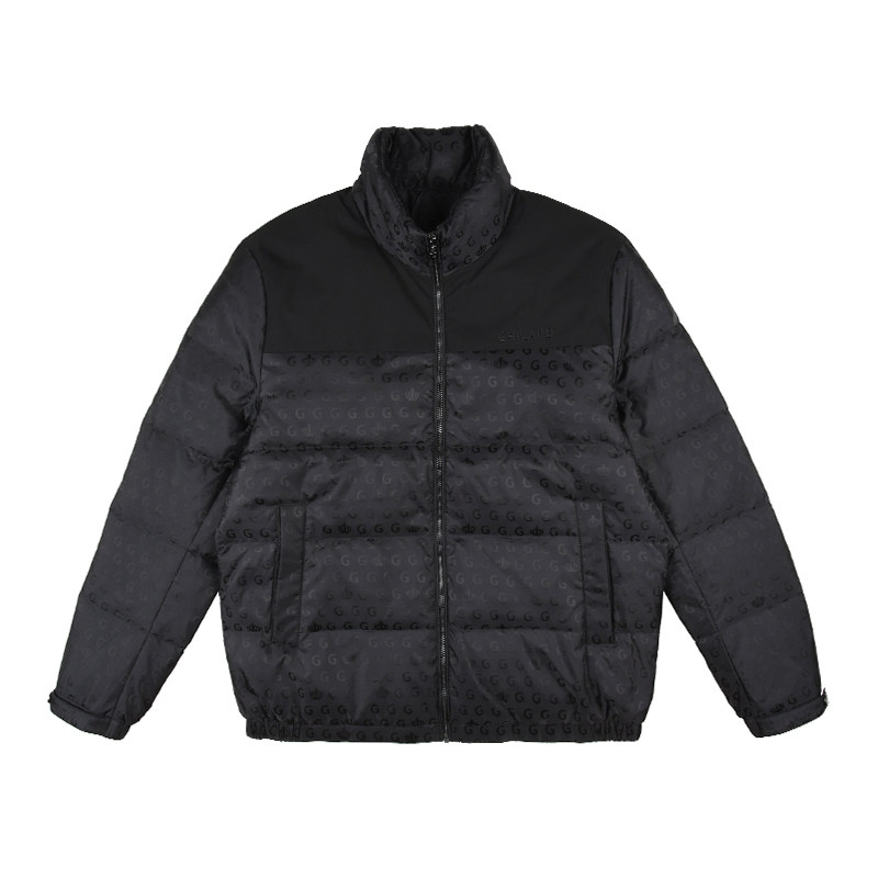 时尚休闲提花刺绣logo拼接羽绒服
