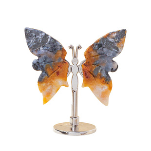 天然水晶原石蝴蝶摆件紫水晶翅膀雕刻水晶工艺品家居办公桌面招财