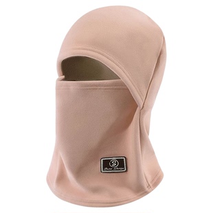 骑行防风面罩防寒头套秋冬头盔防护护脸围脖一体帽子显脸小白色