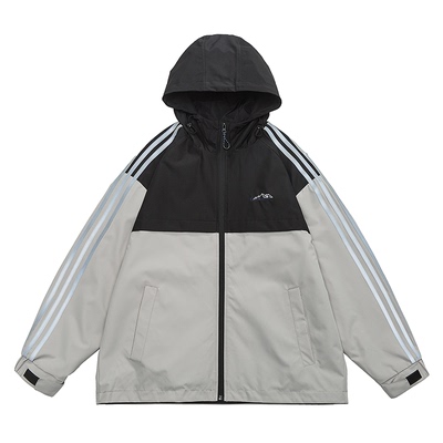 春季三杠反光条夹克大码