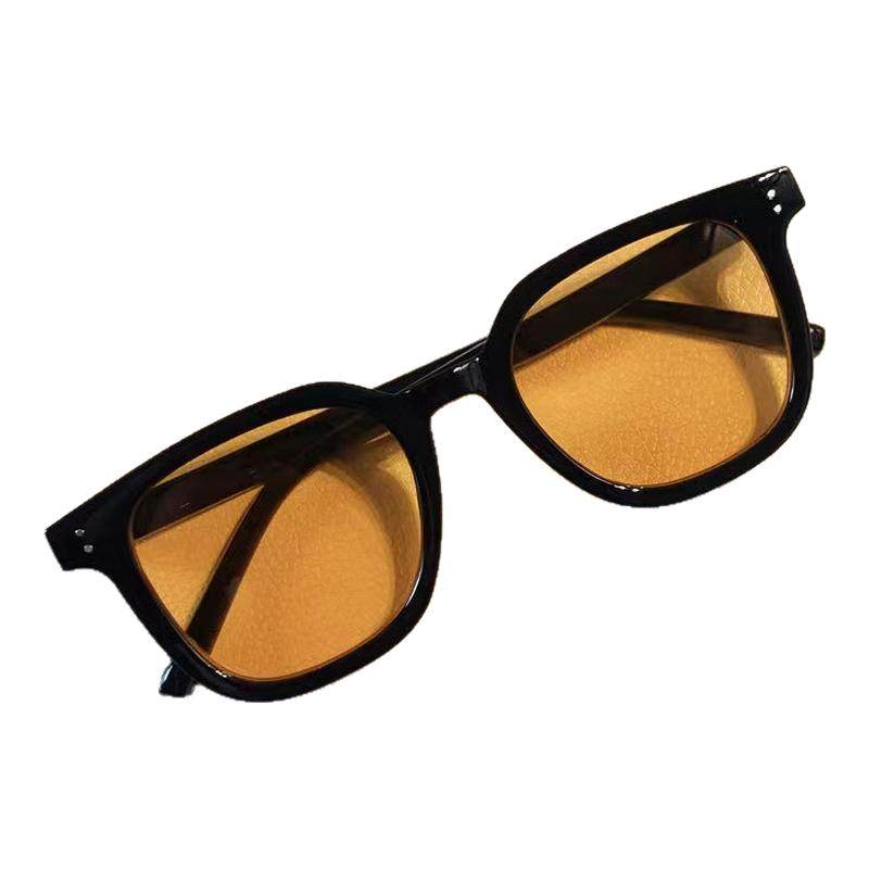 橘色黑框茶色墨镜男女时尚百搭夏秋太阳眼镜防紫外线复古高颜值