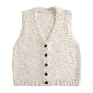 马甲女2025新款春秋宽松外穿针织背心毛衣外套坎肩冬季小个子开衫