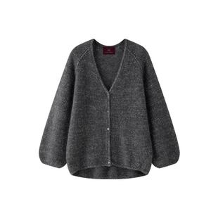 【明星联名款】羊织道珍宝金灰色珠片针织开衫春秋上衣女气质外套