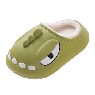 冬季儿童棉拖鞋男女童EVA踩屎感防水加绒保暖亲子宝宝包跟居家鞋