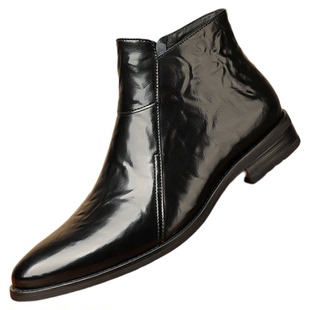 老爷车男鞋2026秋冬新款男士切尔西靴加绒高帮皮鞋真皮尖头马丁靴