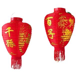 新款挂式布灯笼尼龙布送电子百子千孙结婚添丁灯发光挂墙一对挂件