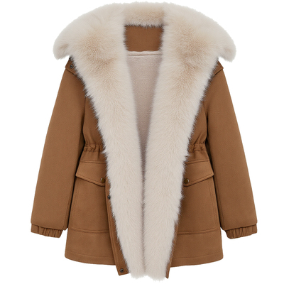 DM100大码大毛领麂皮厚外套