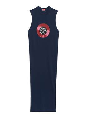 KENZO 26秋冬新品 女士唱片图案修身版型无袖连衣裙