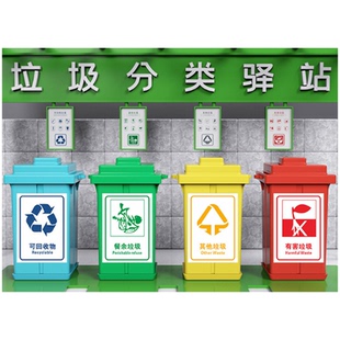 新国标垃圾桶分类标识贴纸厦门城市社区校园垃圾房街道环卫标签标识标语指示墙贴可回收厨余易腐干湿其他有害