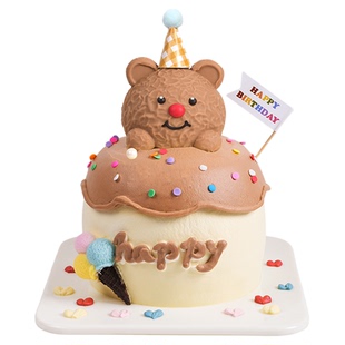 奶油小狗巧克力蛋糕装饰摆件小动物黄油小熊网红立体卡通狗头插件