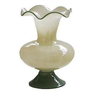 中古风荷叶花边风灯绿色底座高侘寂风家居拼色玻璃花瓶简欧合集