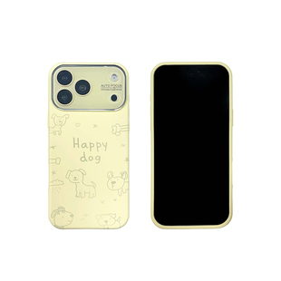 轻派自带镜头膜大视窗奶黄色涂鸦小狗适用苹果17promax手机壳iphone16pro新款15女款14简约日韩创意全包软壳
