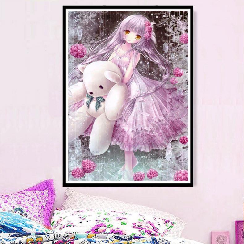 钻石画满钻新款2025可爱公主小幅儿童女孩卧室客厅5d点贴钻十字绣