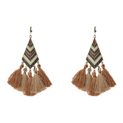波西米亚风做旧流苏耳环串珠耳钩