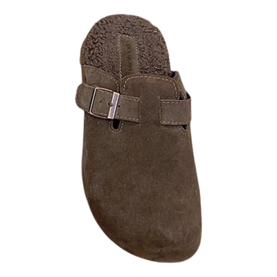 十三行女鞋实拍加绒内增高5CM复古真皮加绒厚底增高勃肯鞋