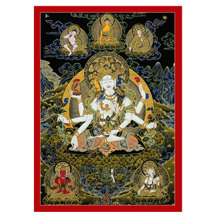 尼泊尔进口尊胜佛母手绘唐卡室内家用矿物颜料墙壁玄关装饰挂画像