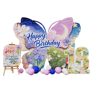 10岁女孩生日会场景布置装饰高级氛围户外KT板背景墙18成人礼十12