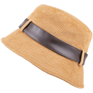 灯芯绒帽子女秋冬渔夫帽女短檐韩版百搭春夏日系盆帽遮阳帽子复古