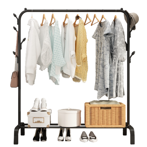 挂衣架子落地家用卧室简易晾衣架室内简易收纳阳台晒衣服金属架子