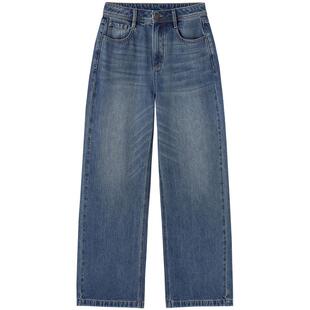 热风2026年春季新款女士宽松直筒牛仔裤挺阔有型修饰腿型显瘦百搭