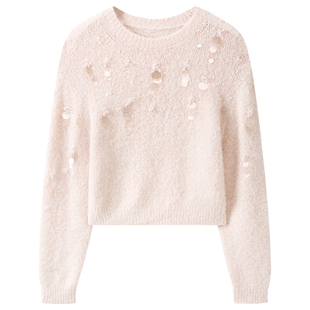 【闪耀派对】【保暖羊驼毛】Miss Sixty针织衫女重工钉珠毛衣温柔