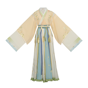 【花朝记典藏|斟星斗】晋制汉服刺绣交领上襦十六破交窬裙绶带