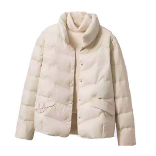 2025冬季新款90白鸭绒纯色羽绒服女短款中年加厚保暖时尚休闲外套