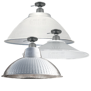 厂房车间照明e27灯座大铝灯罩外壳圆形不锈钢灯罩E40罗口防水聚光