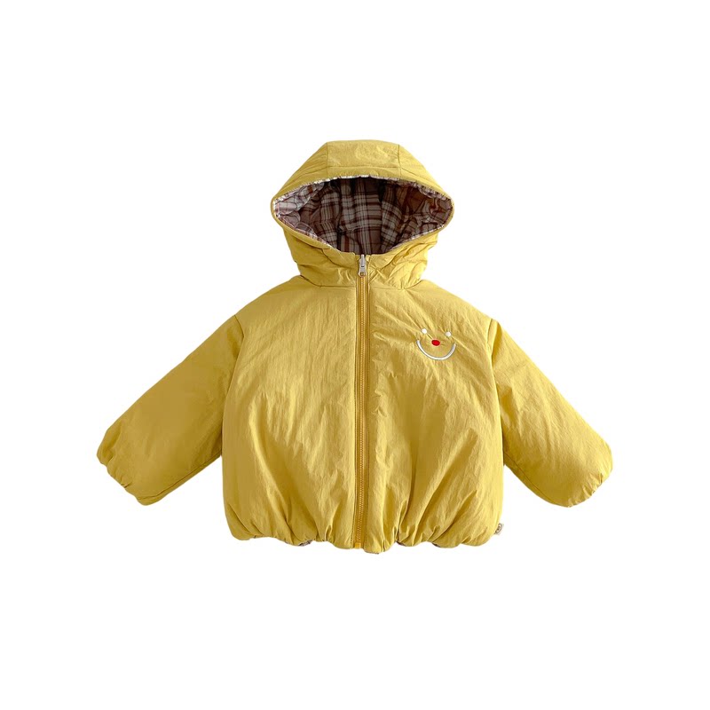 冬季男童笑脸加厚连帽保暖棉服