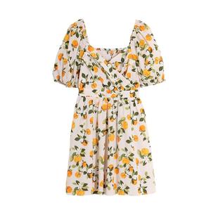 西町村屋法式浪漫度假连衣裙女夏季新款印花设计连衣裙AB8502749