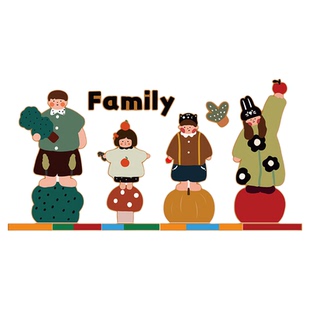 family一家三四口遮丑软装饰电视机多巴胺亚克力儿童房3d立体贴画