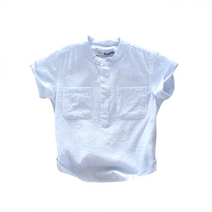 短袖男童2021夏季白色纯棉儿童衬衫