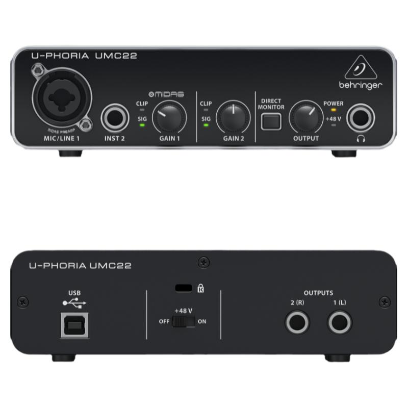 behringer/百灵达 UMC22 专业录音编曲K歌直播外置声卡 百灵达UM2