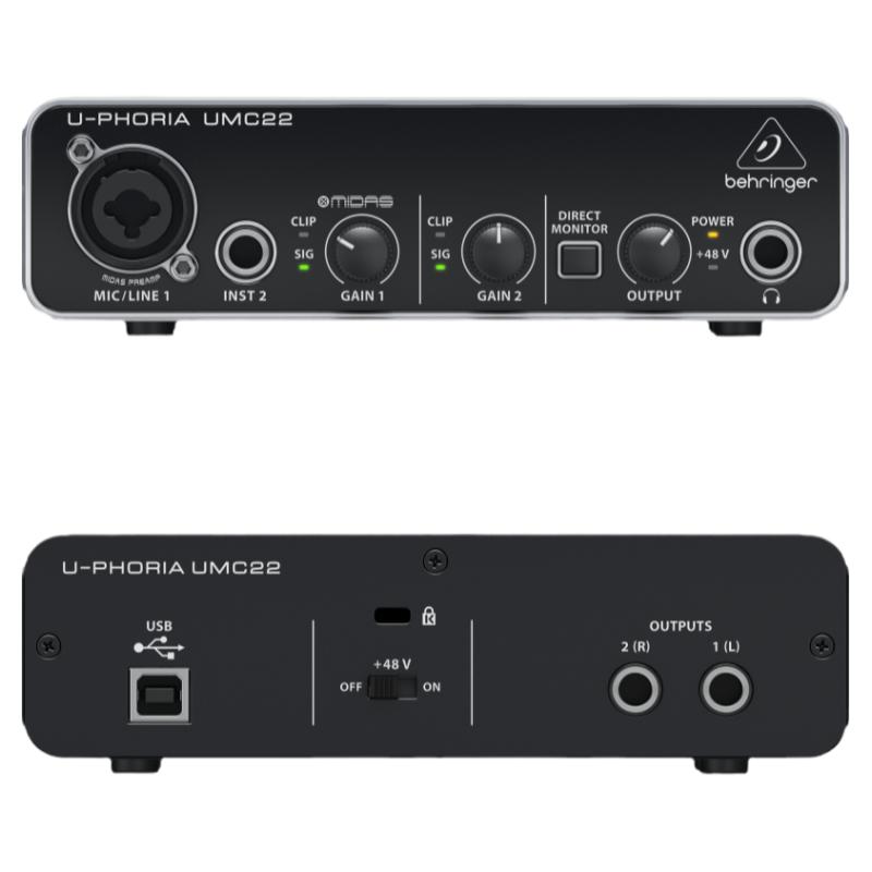 behringer/百灵达 UMC22专业录音编曲K歌直播外置声卡百灵达UM2