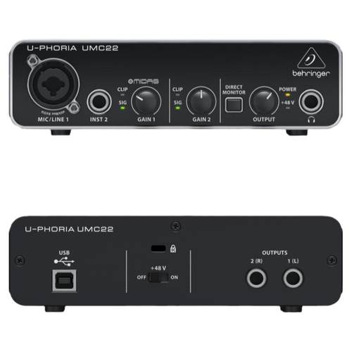 behringer/百灵达 UMC22 专业录音编曲K歌直播外置声卡 百灵达UM2