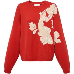 EP YAYING雅莹女装 羊毛羊绒衫红色提花针织衫毛衣 2025新品9508A