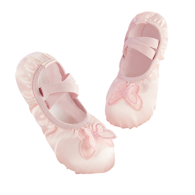 0076儿童跳舞粉色蝴蝶结舞蹈鞋